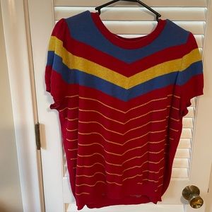 ModCloth retro 70s striped shirt sleeve sweater top